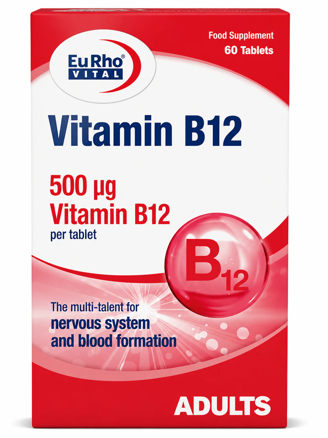 ویتامین B12 500 میکروگرم یوروویتال قرص 60 عددی