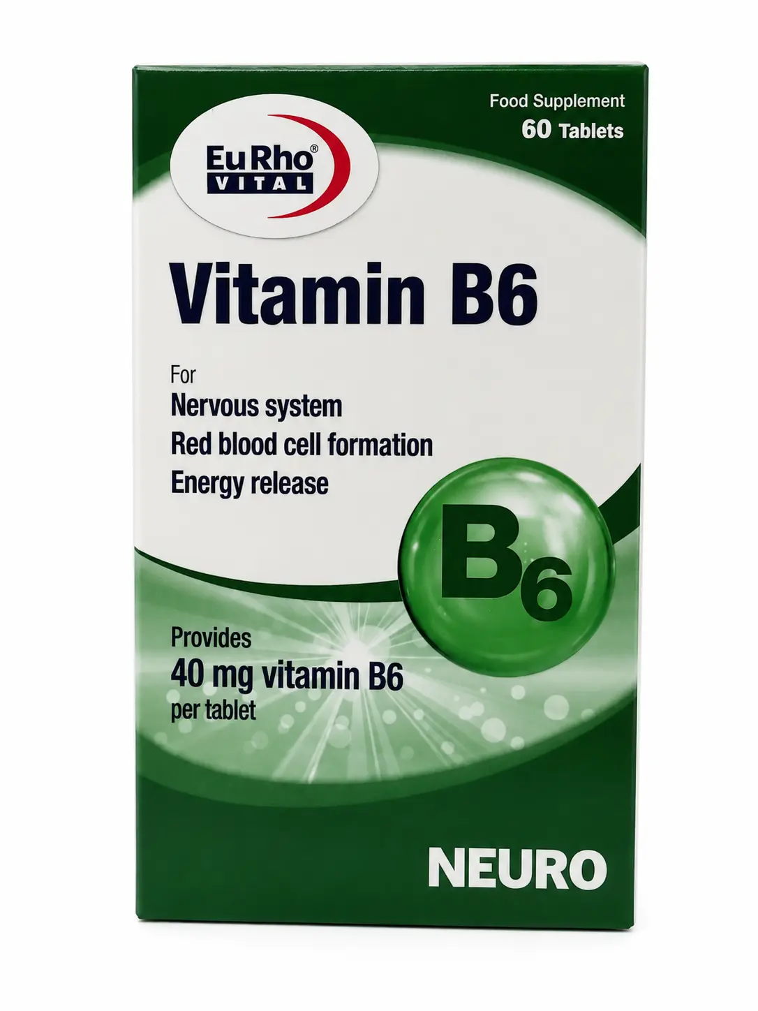 ویتامین B6 40 میلی‌گرم یوروویتال قرص 60 عددی