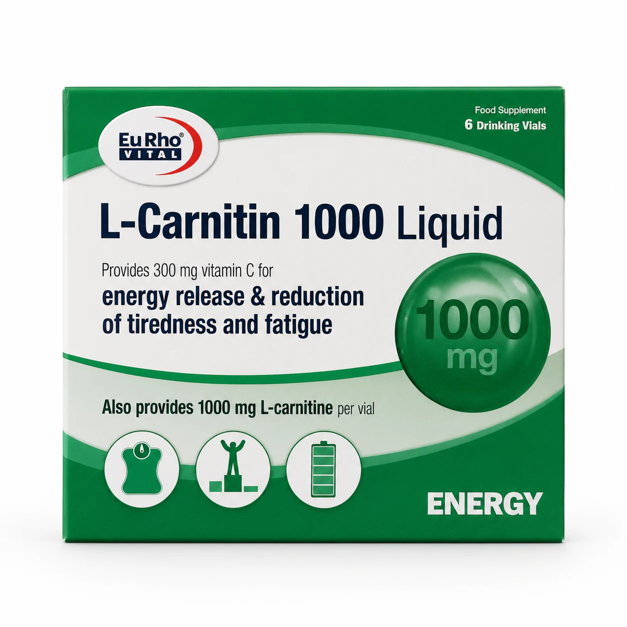 ال کارنیتین 1000 میلی‌گرم یوروویتال ویال خوراکی 6 عددی