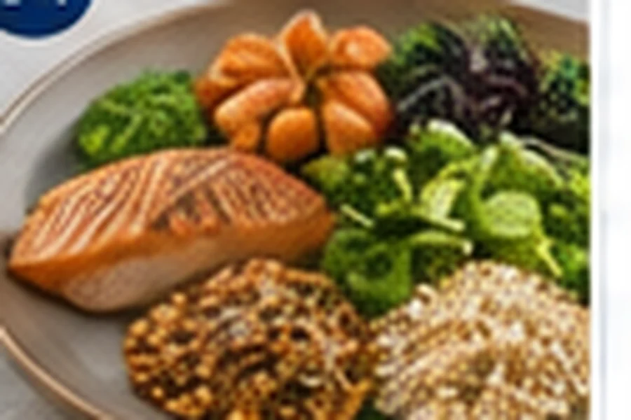 وعده غذایی متعادل شامل سبزیجات، پروتئین و غلات کامل